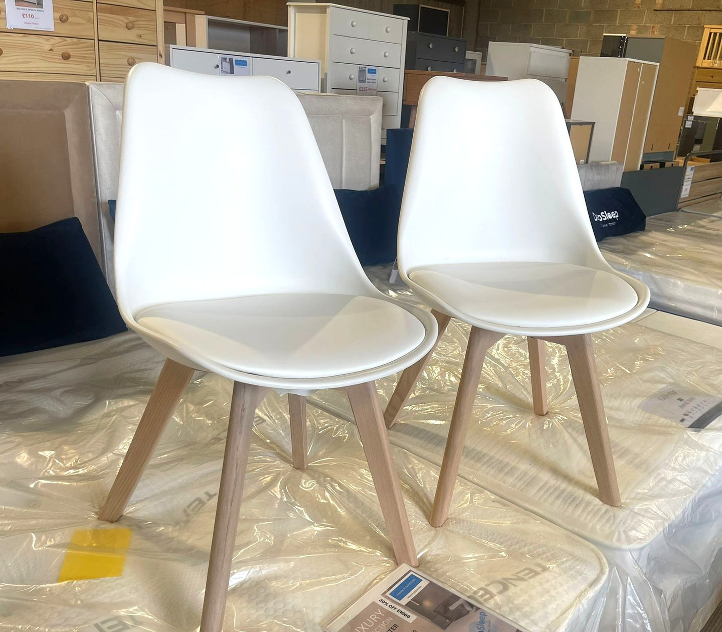 Assembled Habitat Jerry Pair of Dining Chair - White
